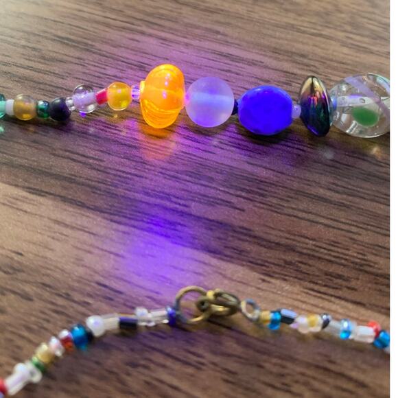 VTG Mid Century Glass Bead Necklace Boho Artisan Murano Style Lampwork 60s 70s - Picture 13 of 15